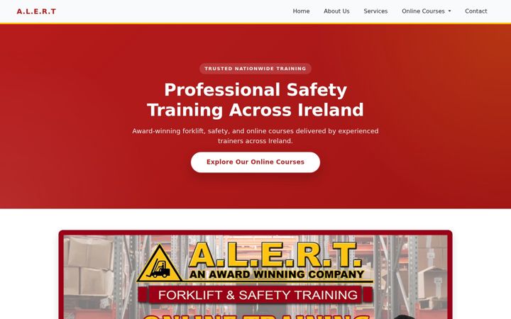 Screenshot of alert4training.ie