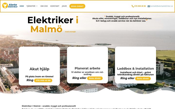 Screenshot of alertaelektriker.se