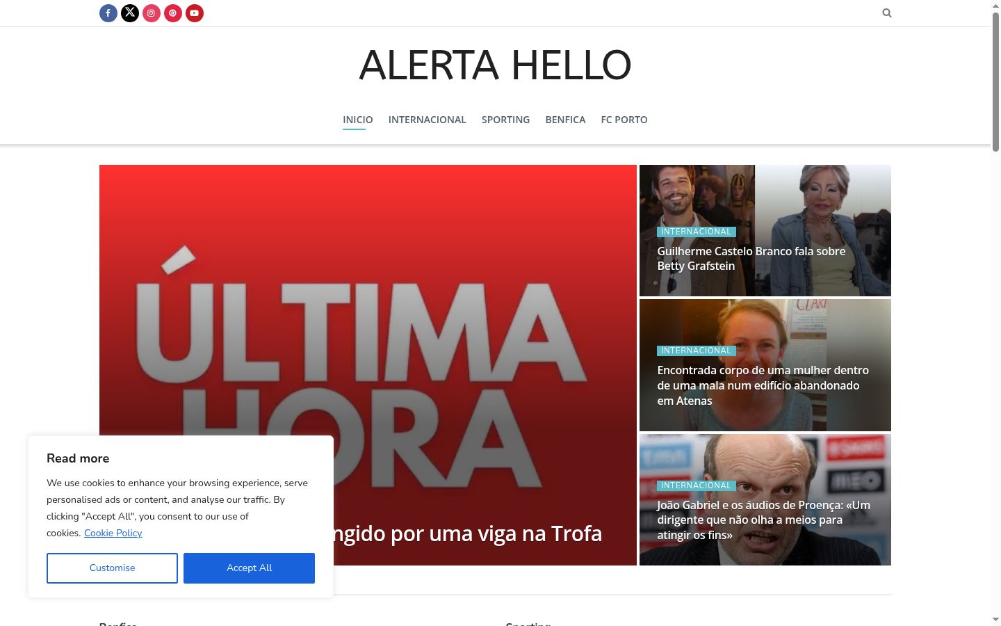 Screenshot of the consent banner shown before any interaction