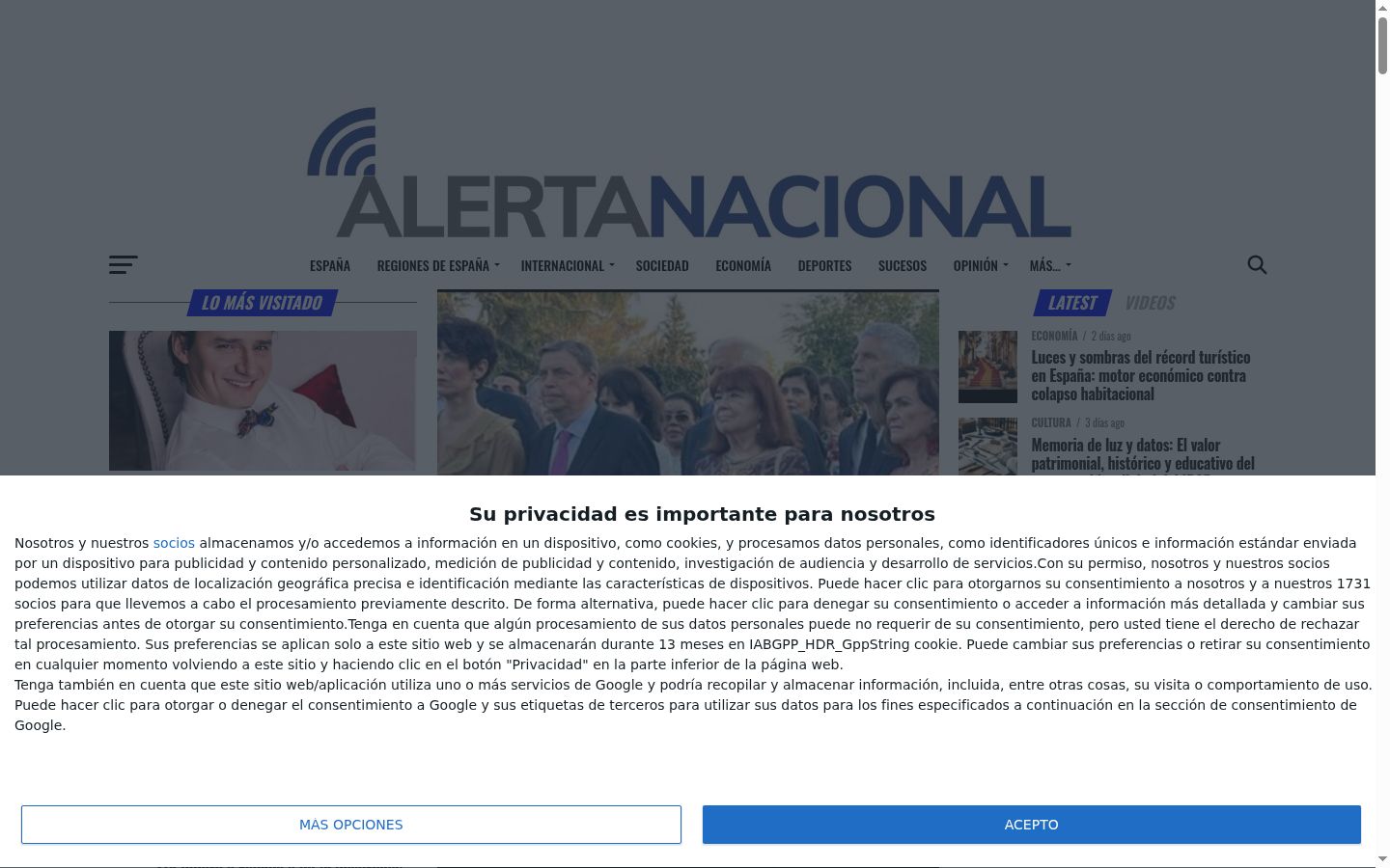 Screenshot of the consent banner shown before any interaction