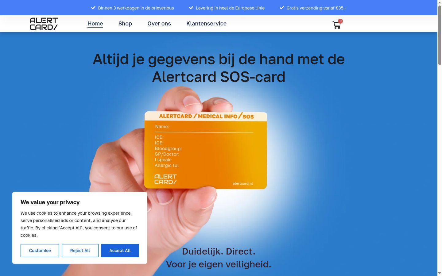 Screenshot of the consent banner shown before any interaction