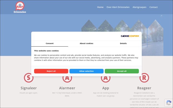 Screenshot of alertdrimmelen.nl