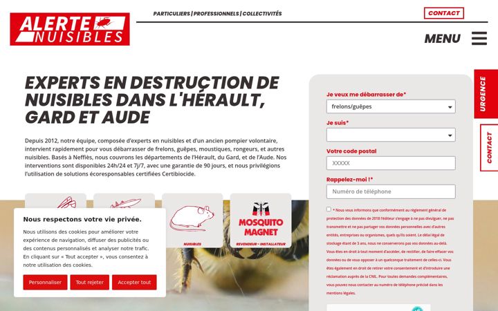 Screenshot of alerte-nuisibles-france.fr