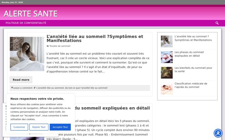Screenshot of alertesante.com