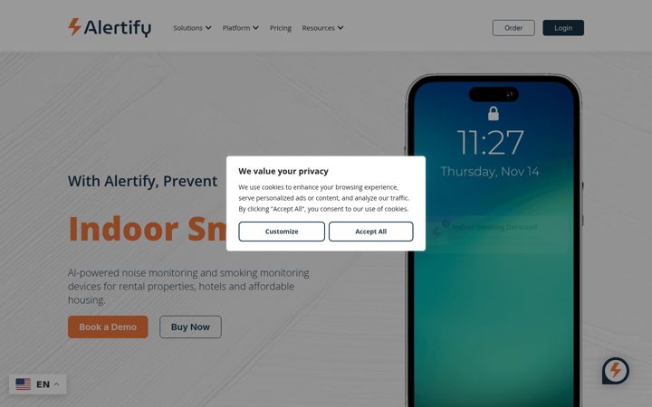 Screenshot of alertify.io