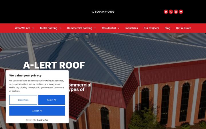 Ekrano kopija alertroofsystems.com