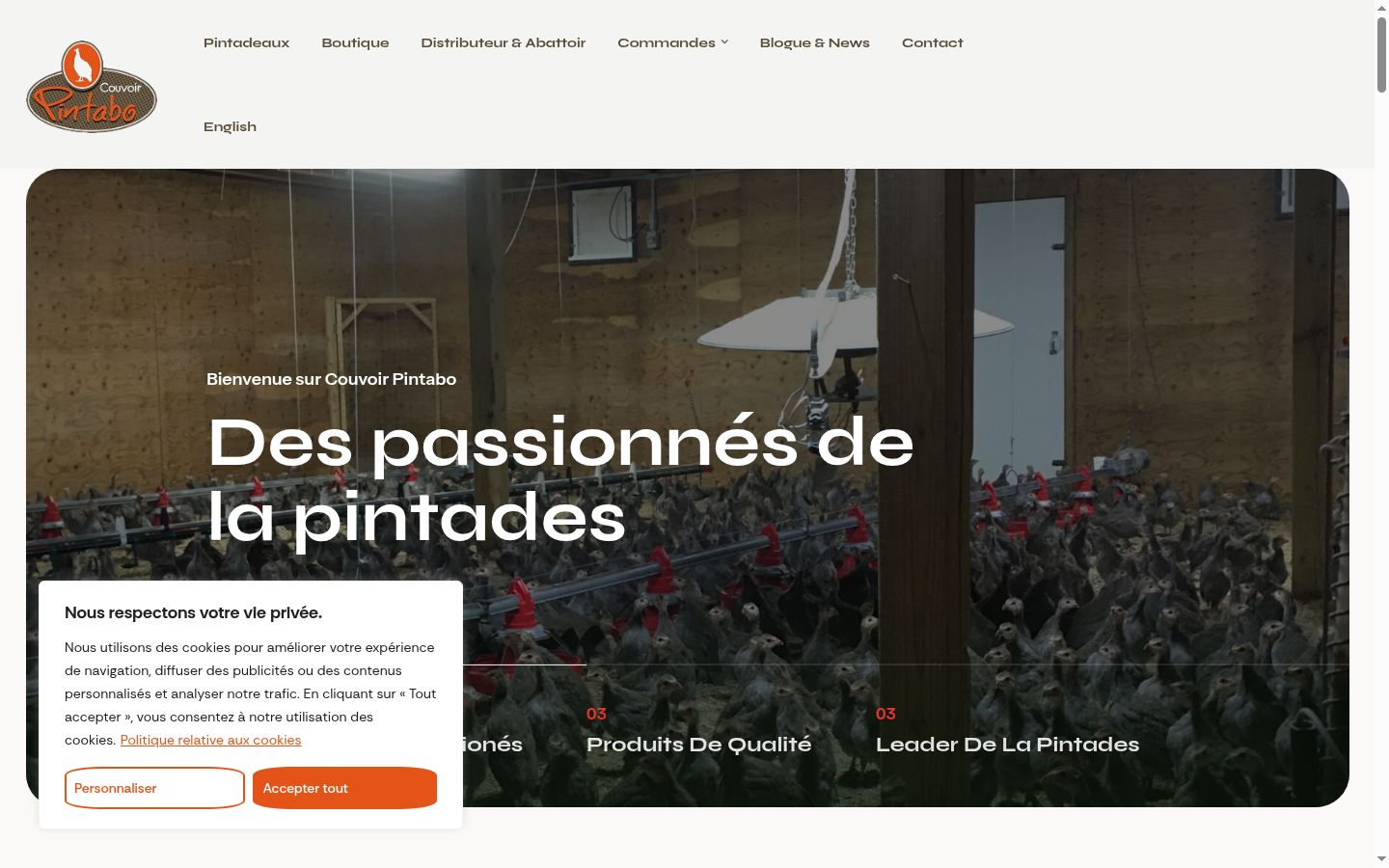 Capture d'écran de la bannière de consentement affichée avant toute interaction