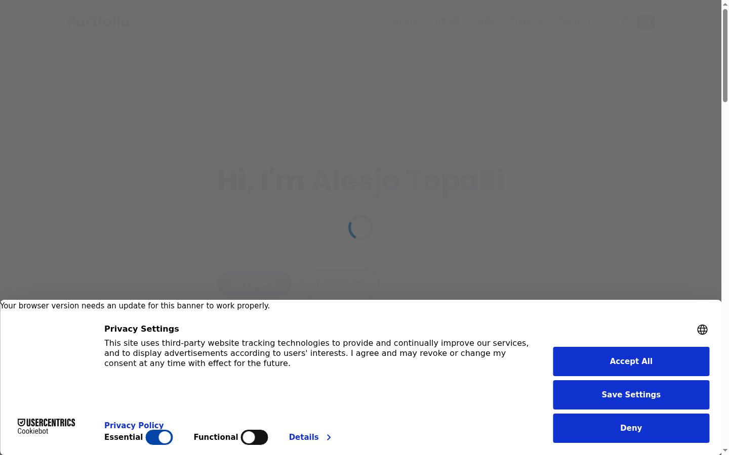 Screenshot tal-banner tal-kunsens muri qabel kwalunkwe interazzjoni