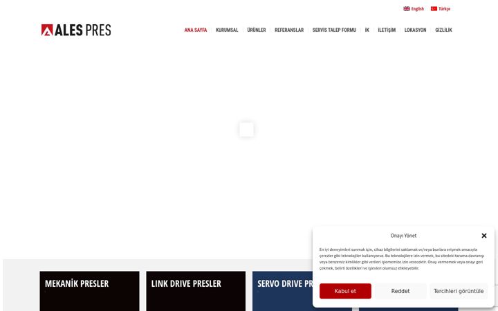 Screenshot stránky alespres.com.tr