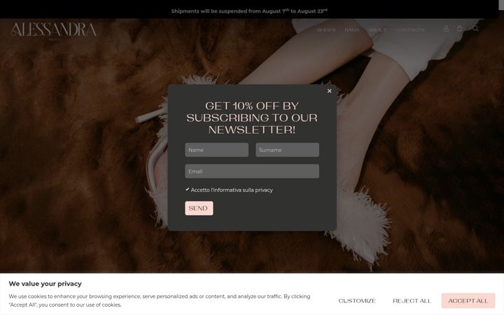 Screenshot of alessandramilano.com