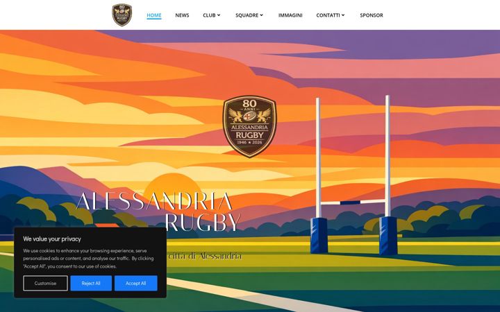 Kuvakaappaus sivustosta alessandriarugby.com