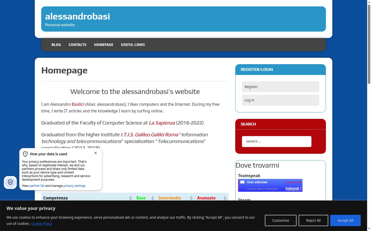 Screenshot tal-banner tal-kunsens muri qabel kwalunkwe interazzjoni