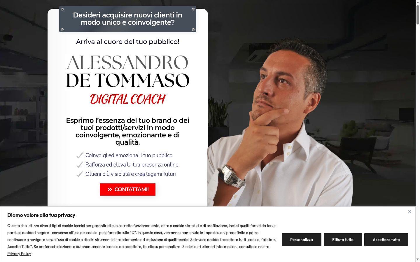 Captura de pantalla del banner de consentimiento mostrado antes de cualquier interacción