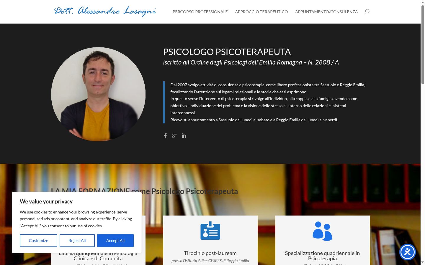 Captura de pantalla del banner de consentimiento mostrado antes de cualquier interacción