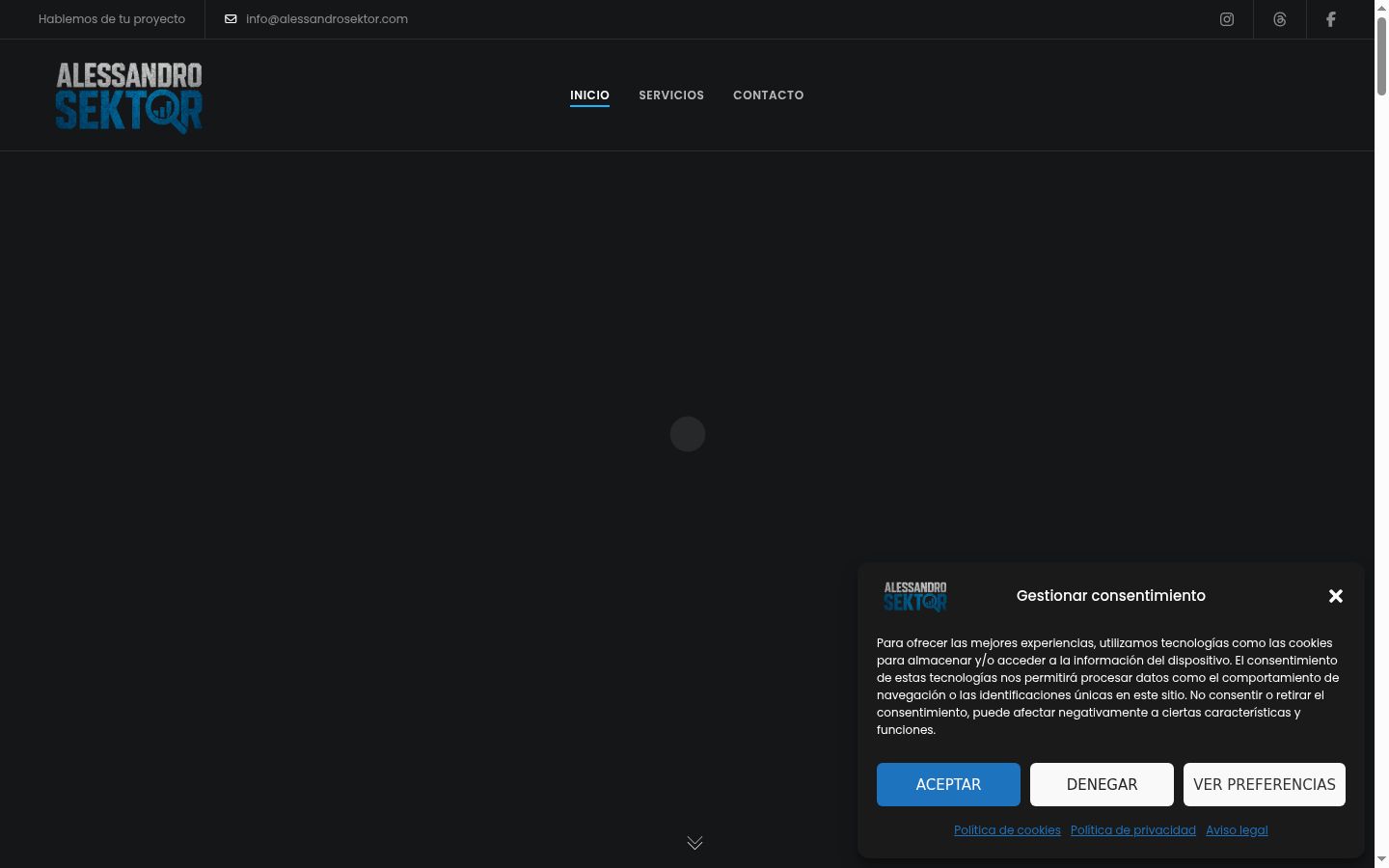Screenshot del banner di consenso mostrato prima di qualsiasi interazione