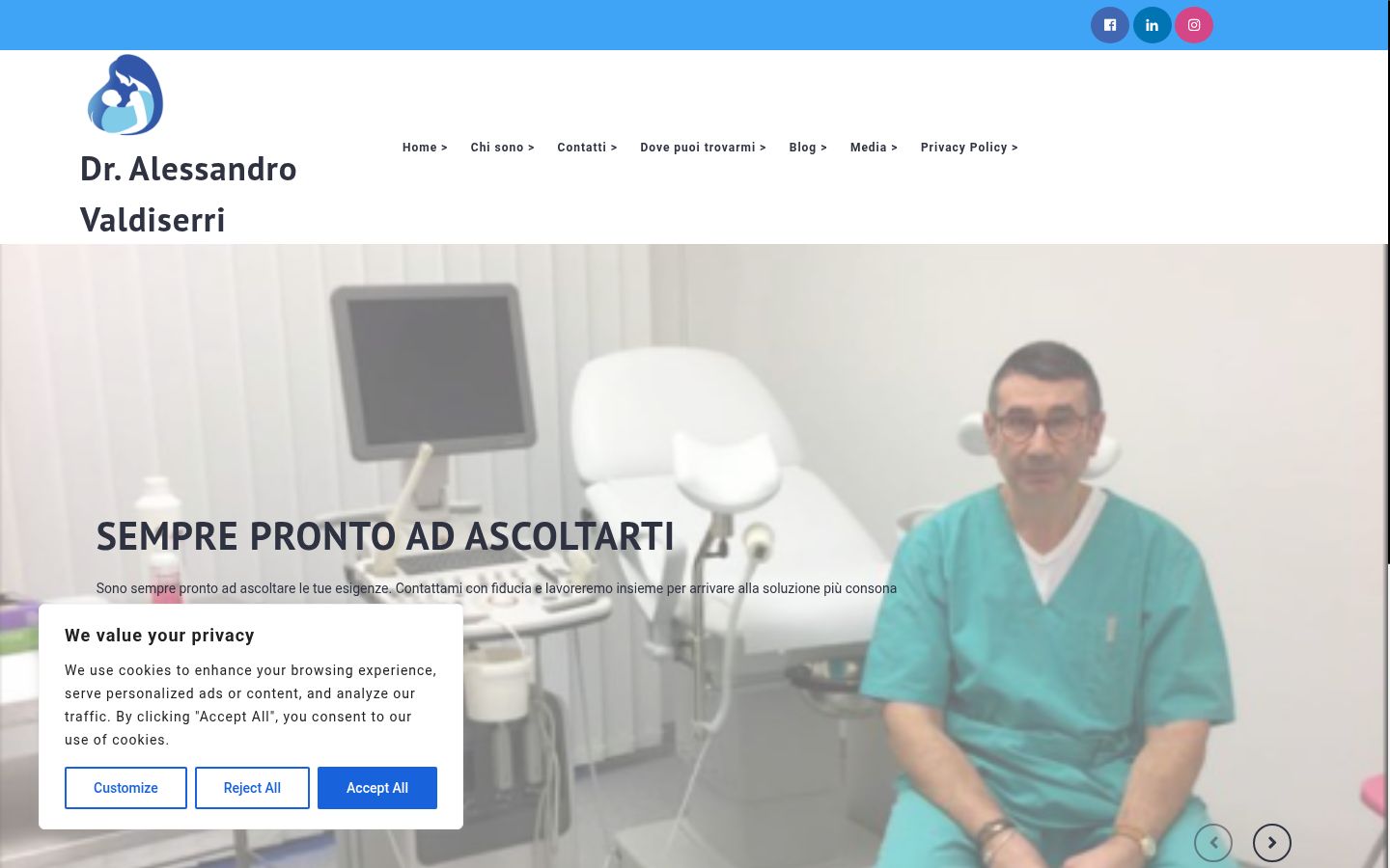 Screenshot of the consent banner shown before any interaction