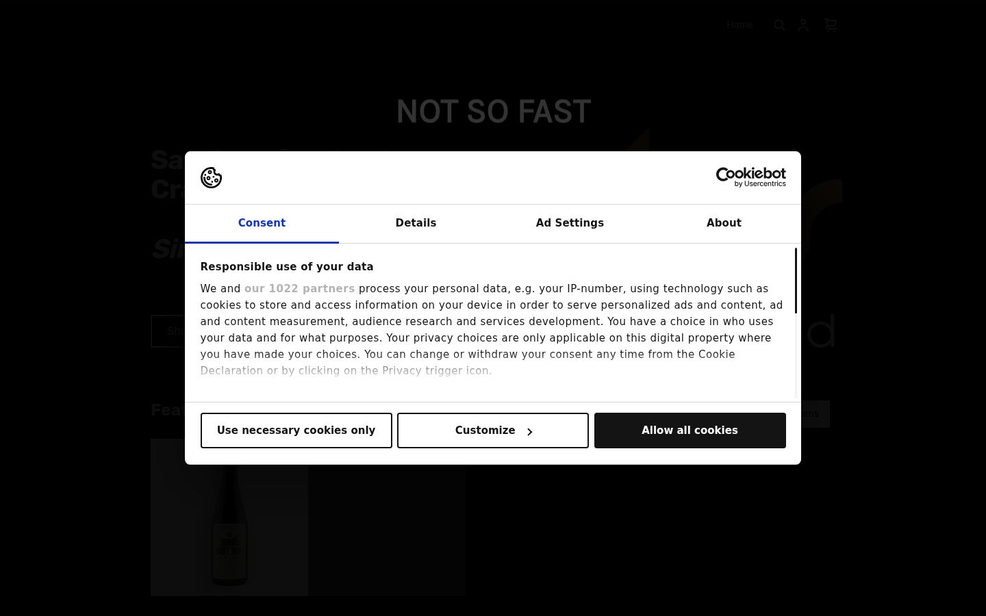 Sutikimo reklamjuostės, rodytos prieš bet kokią sąveiką, ekrano kopija