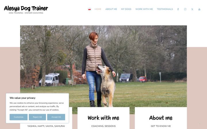 Screenshot von alesyadogtrainer.com