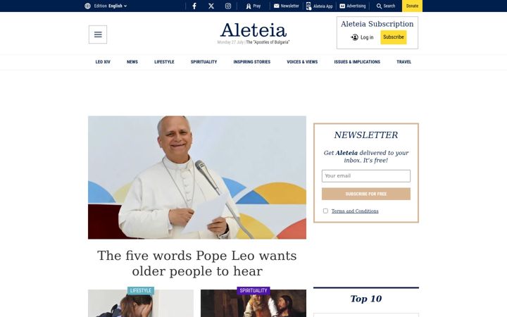 Skærmbillede af aleteia.org
