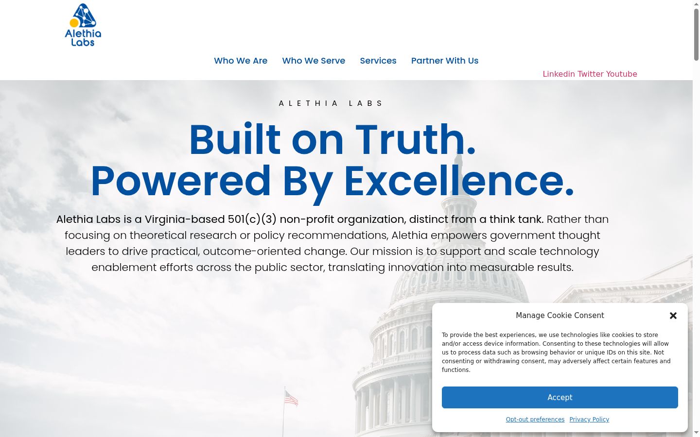Screenshot of the consent banner shown before any interaction