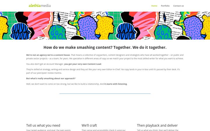 Screenshot of alethiamedia.co.uk