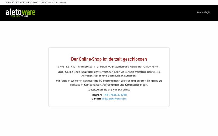 Skærmbillede af aletoware.com