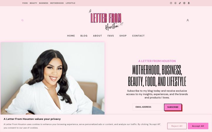 Screenshot of aletterfromhouston.com