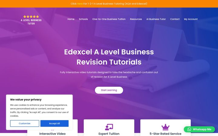 Captură de ecran a alevelbusinesstutor.co.uk