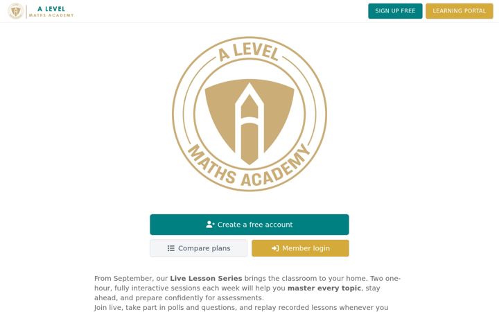 Screenshot of alevelmathsacademy.co.uk
