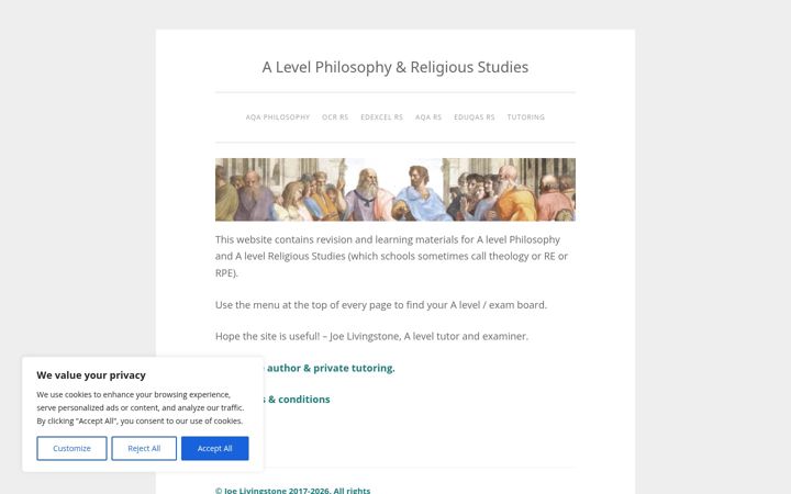 Screenshot of alevelphilosophyandreligion.com