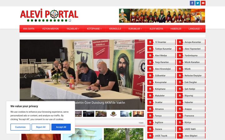 Captură de ecran a alevi-portal.net