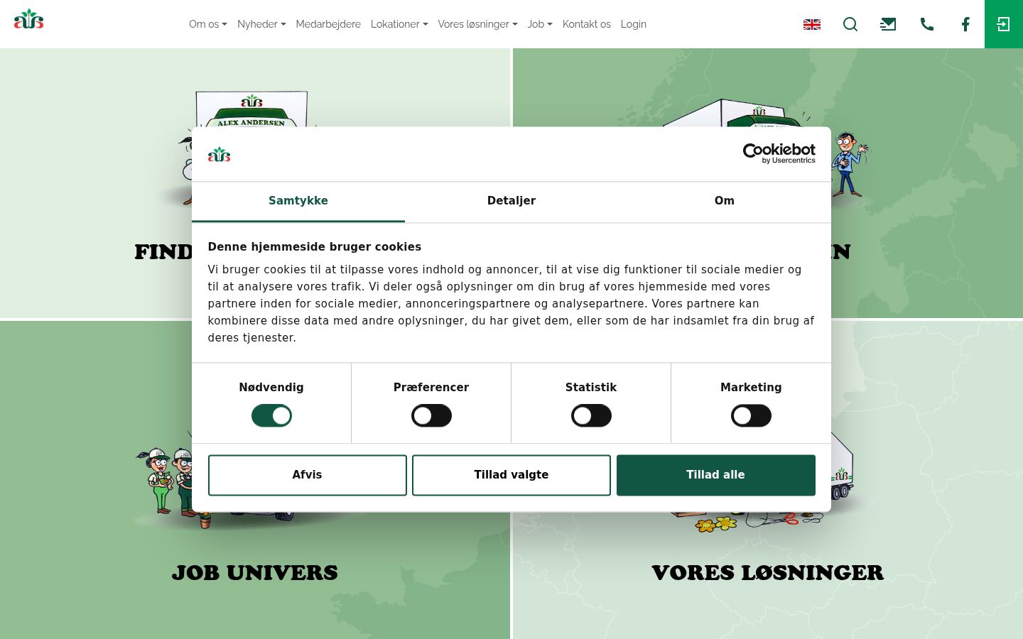Skærmbillede af samtykkebanneret, som det blev vist før nogen interaktion