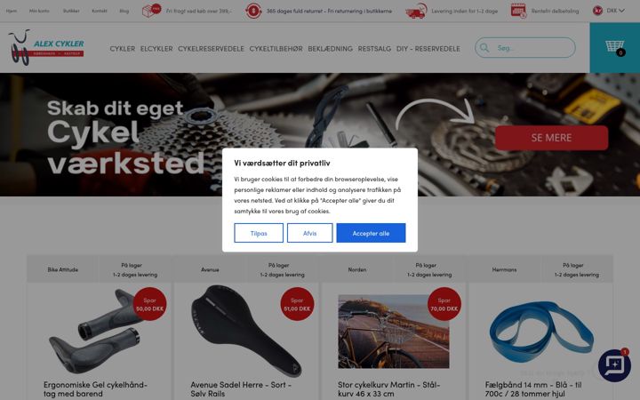 Screenshot of alex-cykler.dk