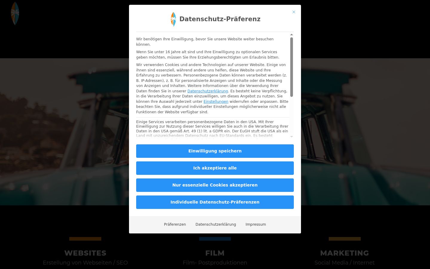 Screenshot tal-banner tal-kunsens muri qabel kwalunkwe interazzjoni