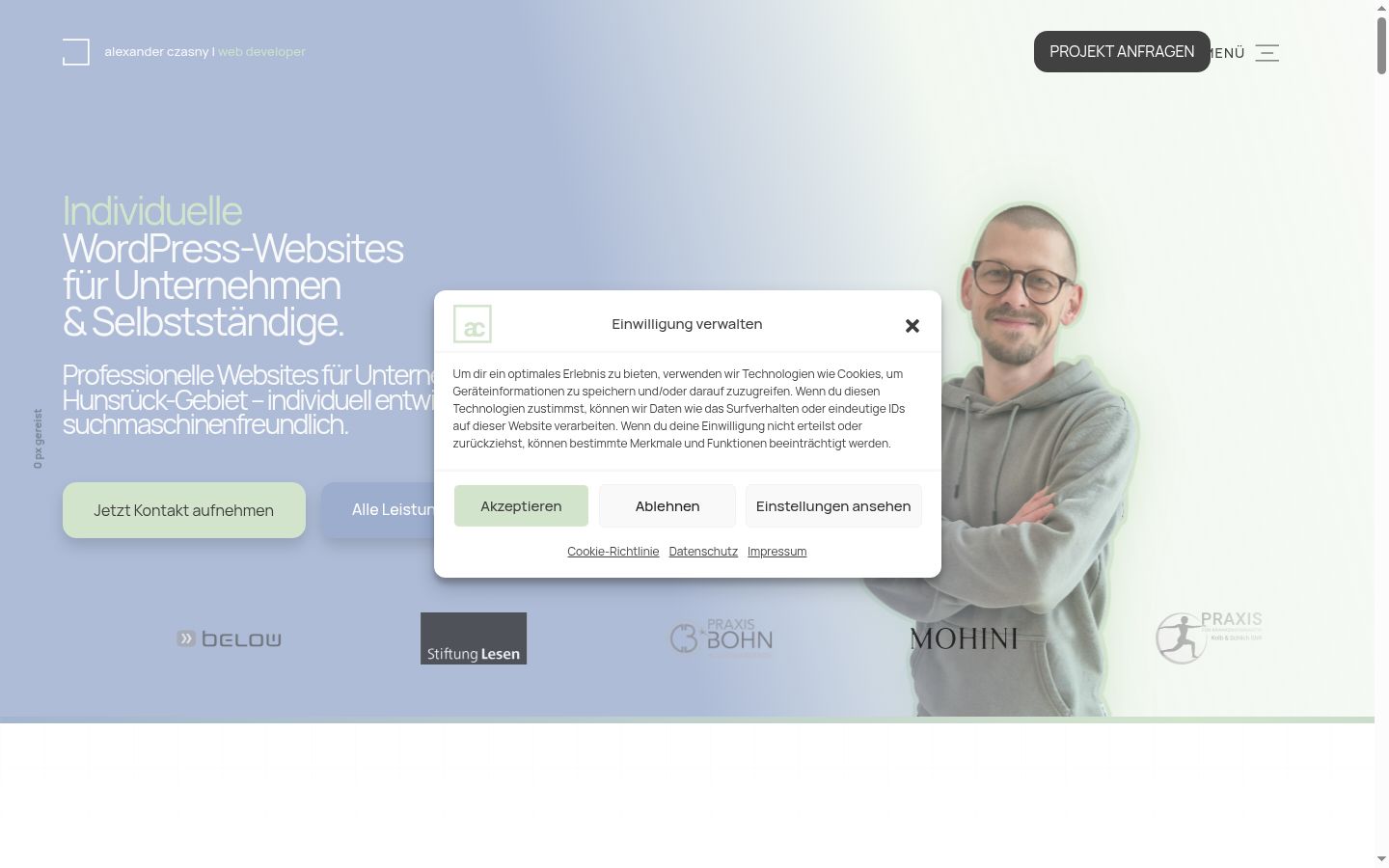 Capture d'écran de la bannière de consentement affichée avant toute interaction