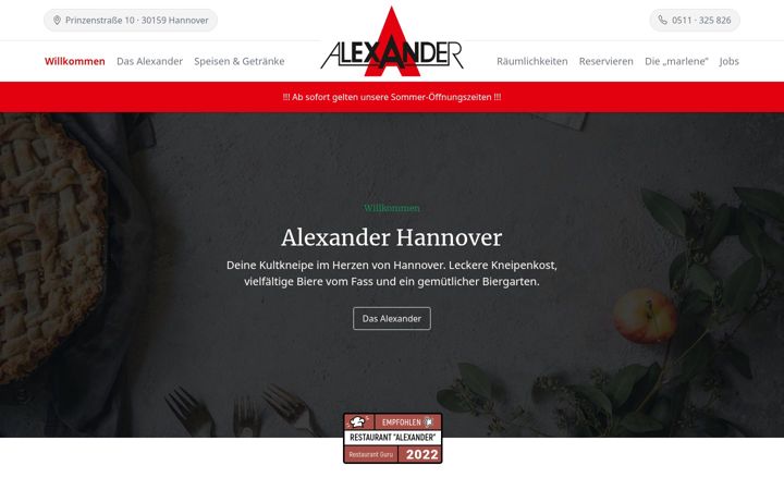 Screenshot van alexander-hannover.de