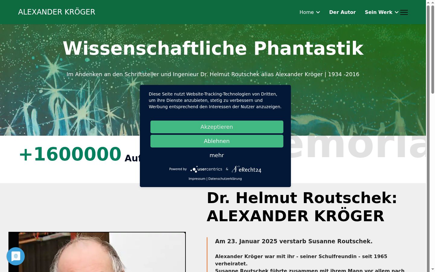 Screenshot des Einwilligungsbanners vor jeglicher Interaktion