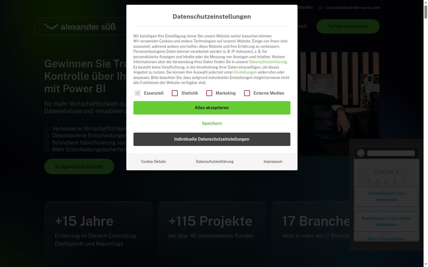 Screenshot del banner di consenso mostrato prima di qualsiasi interazione