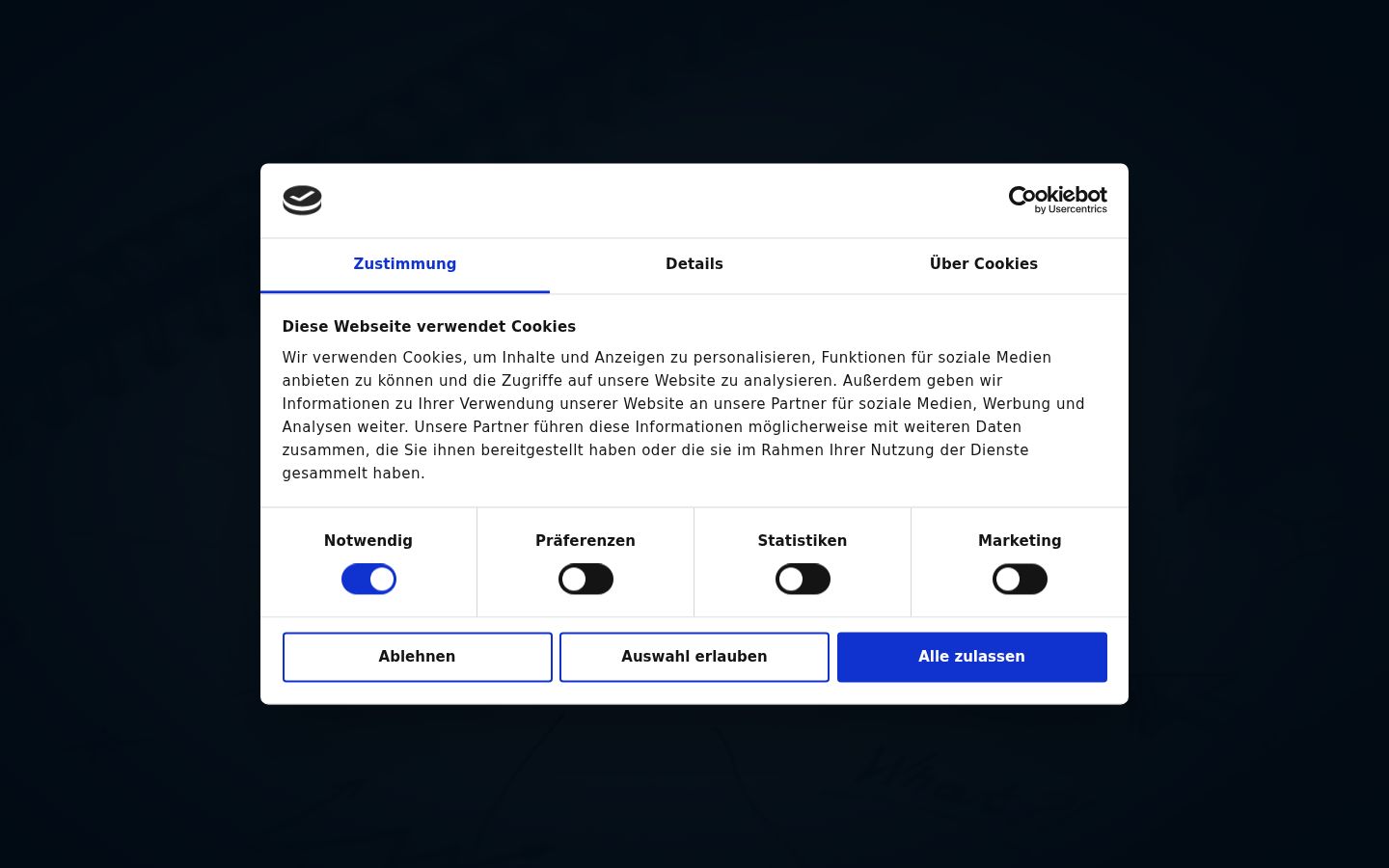Screenshot of the consent banner shown before any interaction