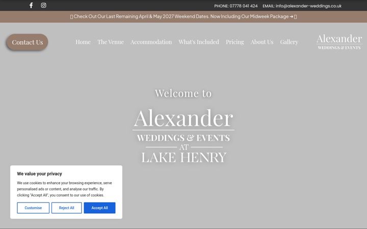 Capture d'écran de alexander-weddings.co.uk