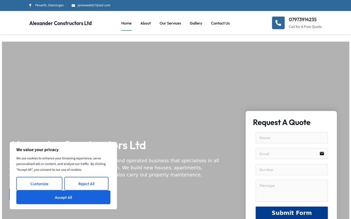 Ekraanipilt saidist alexanderconstructors.co.uk