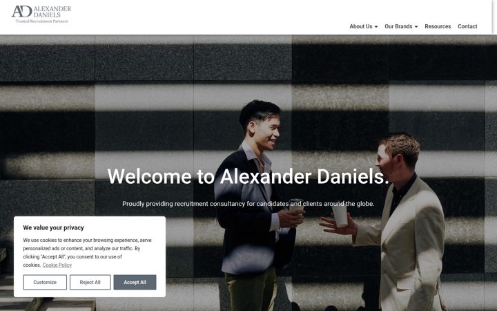 Screenshot stránky alexanderdanielsgroup.com