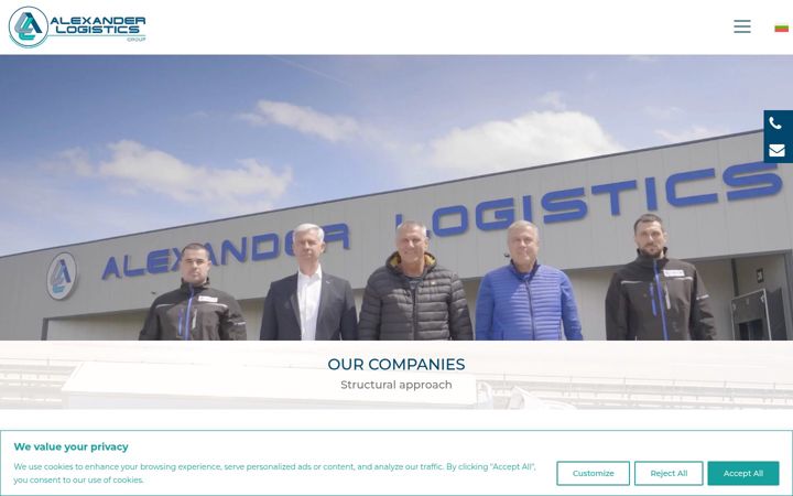 Skärmbild av alexanderlogistics.com