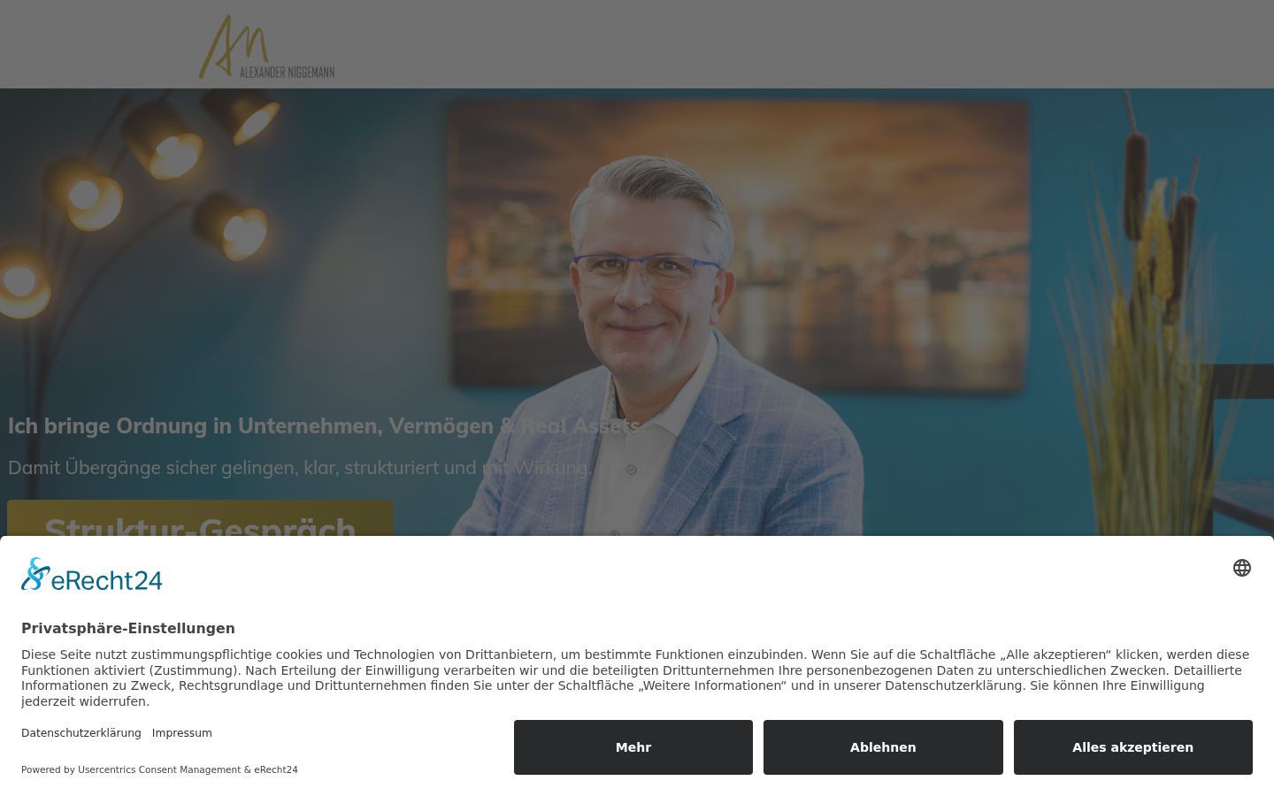 Screenshot del banner di consenso mostrato prima di qualsiasi interazione