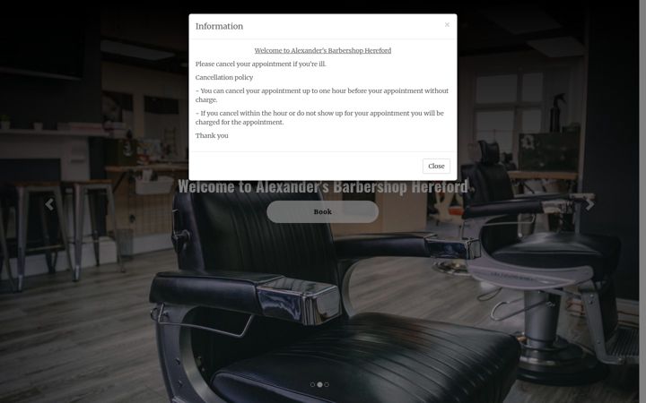 Screenshot of alexandersbarber.com