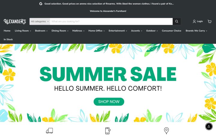 Screenshot of alexandersfurniturestore.com