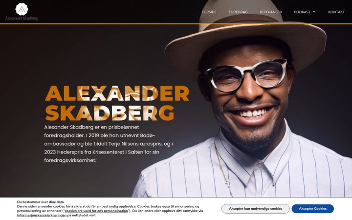 Snímek obrazovky alexanderskadberg.no