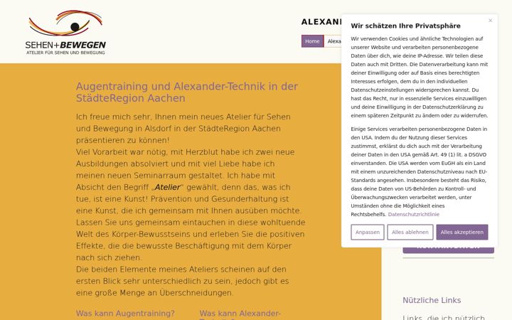Snímek obrazovky alexandertechnik-alsdorf.de