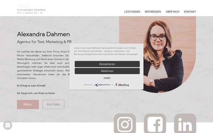 Skærmbillede af alexandra-dahmen.de
