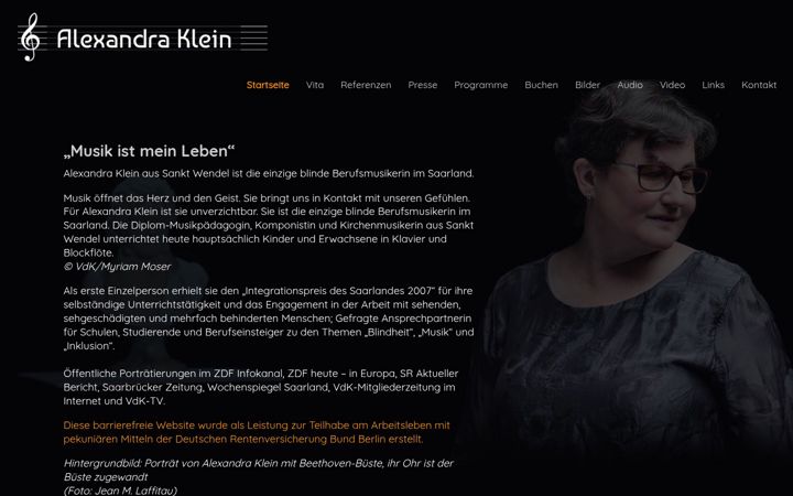 Screenshot of alexandra-klein-musik.com